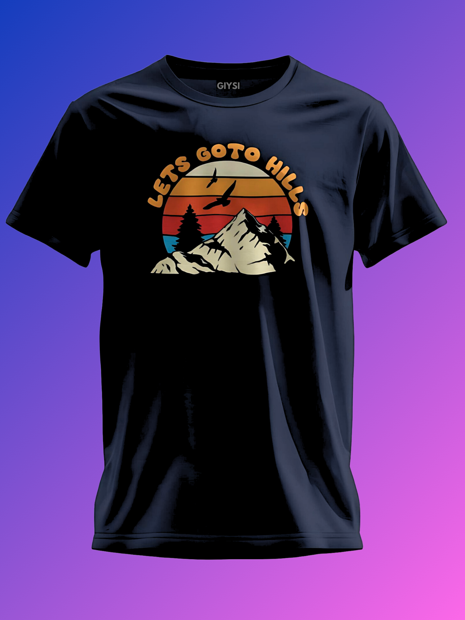 Round Neck Navy Printed T-shirt